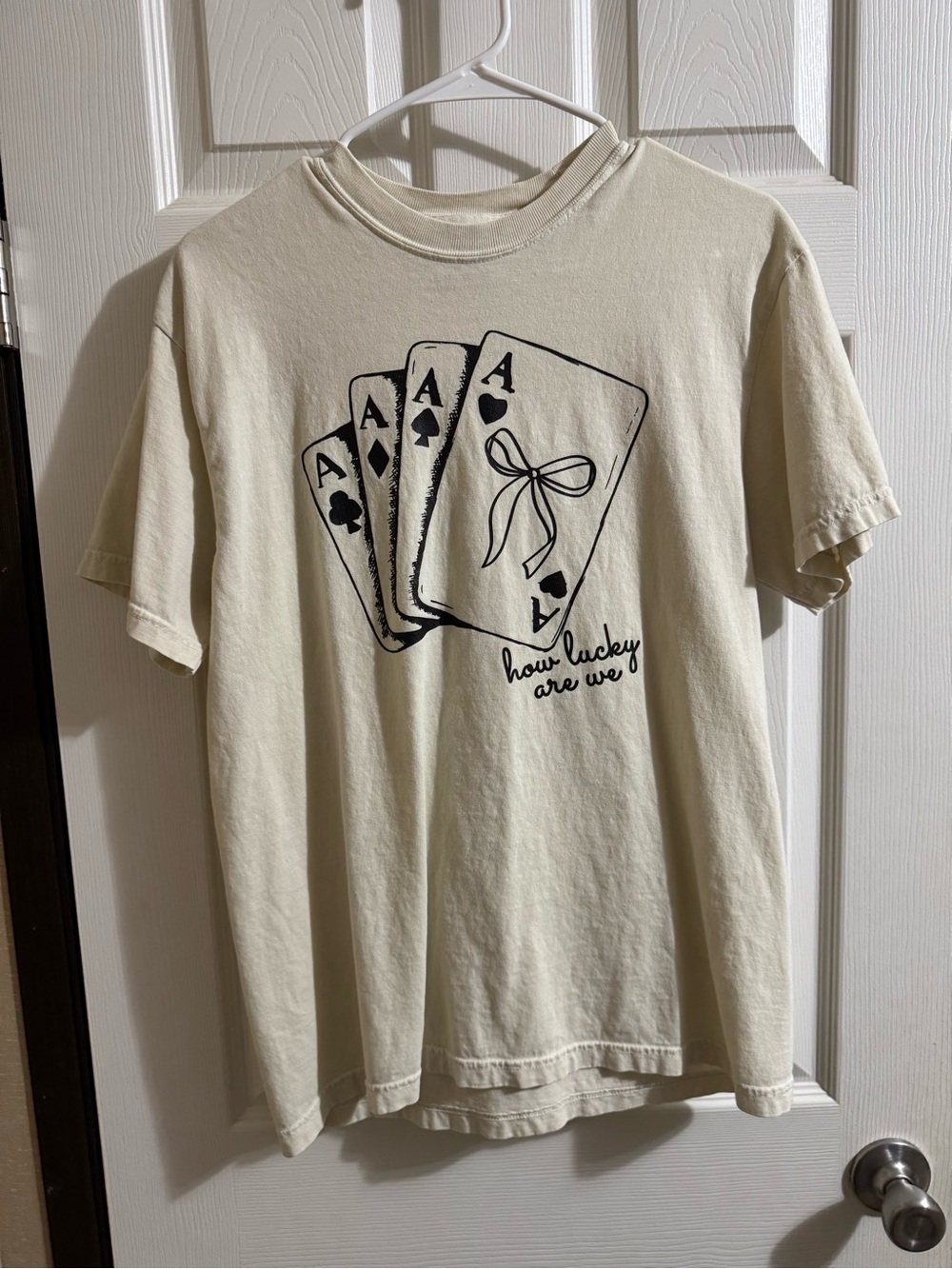 Comfort Colors Cream Short-Sleeve Tee with Black Ace Card Graphic